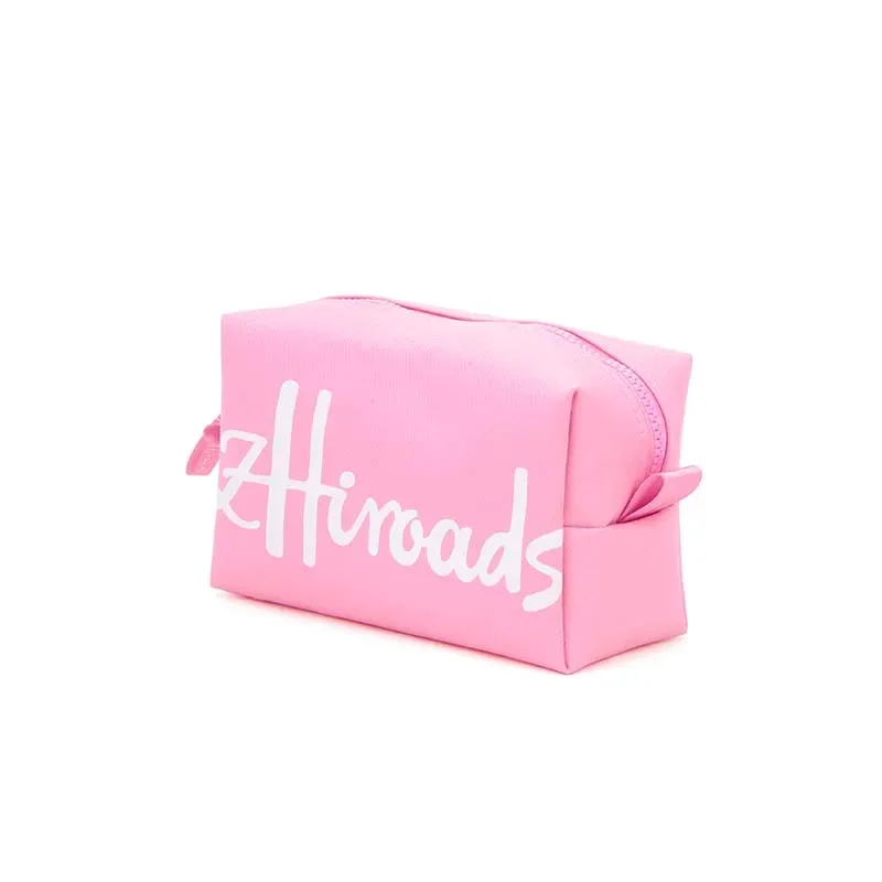 trousse de maquillage en coton avec fermeture éclair et pochette cosmétique de conception de mode de logo de marque pour les femmes 