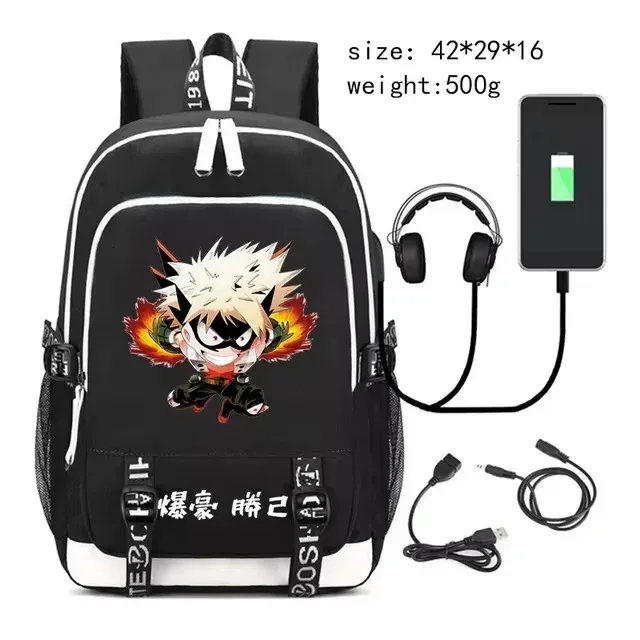 sac à dos de cosplay my hero academia anime, sac d'école pour étudiants, sac à dos de dessin animé, sac à dos pour ordinateur portable, sac à dos de voyage, cadeaux pour enfants en plein air