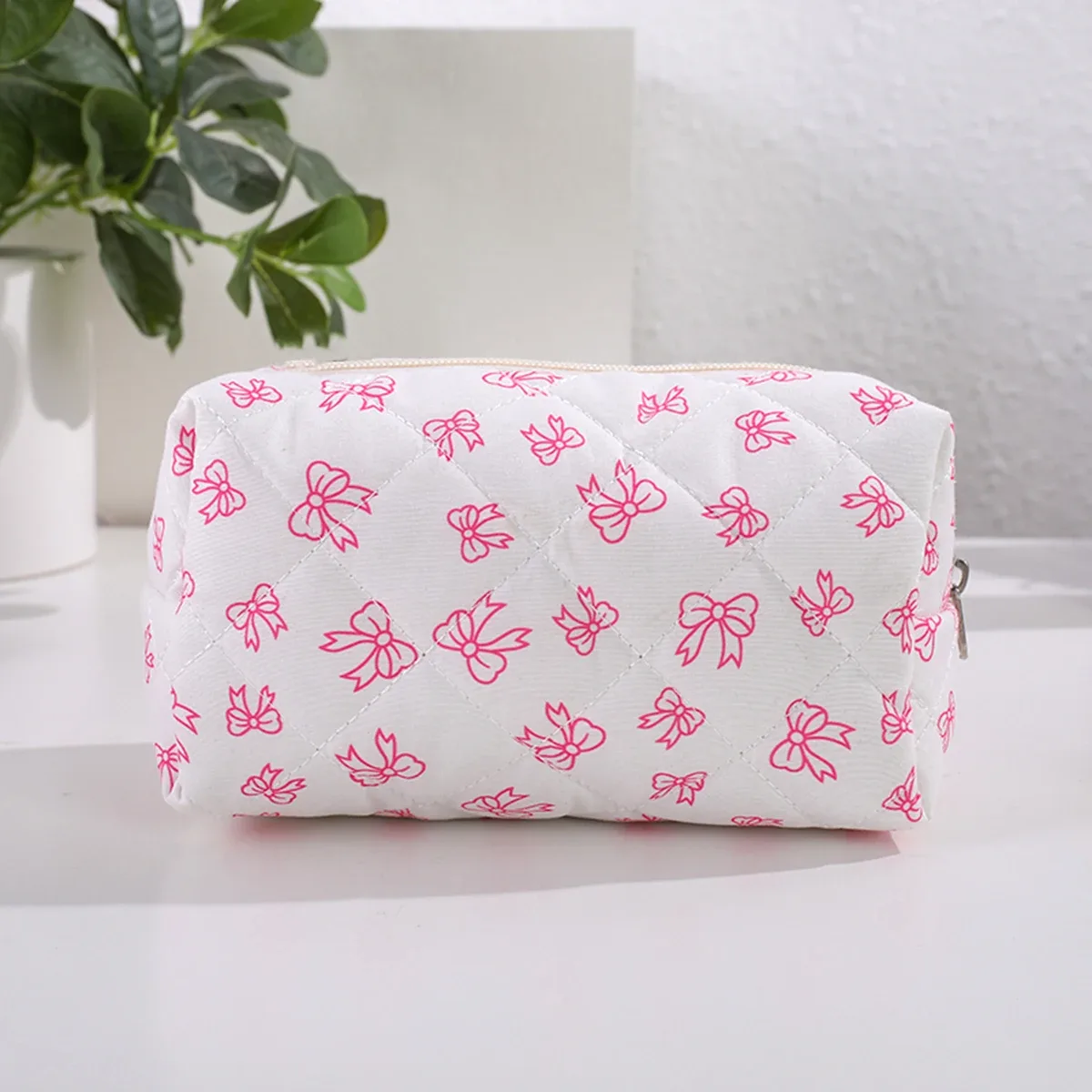Magnifique trousse de maquillage à imprimé nœud papillon, design élégant, sac de rangement pour voyage en extérieur, trousse de toilette portable mignonne et grande capacité