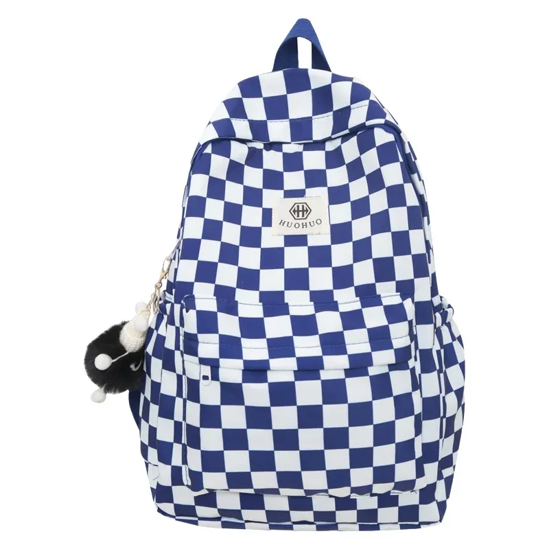 sac à dos décontracté à carreaux style rétro coréen et hongkongais pour étudiants, sac à dos de rangement à lettres, sac à dos double épaule pour femmes pour l'école et l'éducation
