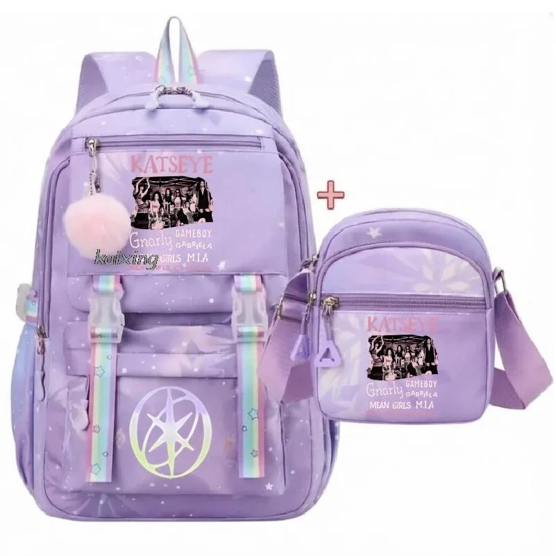 sacs à dos katseye avec imprimé amusant pour étudiants, sacs à dos pour la rentrée scolaire, sacs d'école grande capacité, sacs à dos de voyage pour l'extérieur