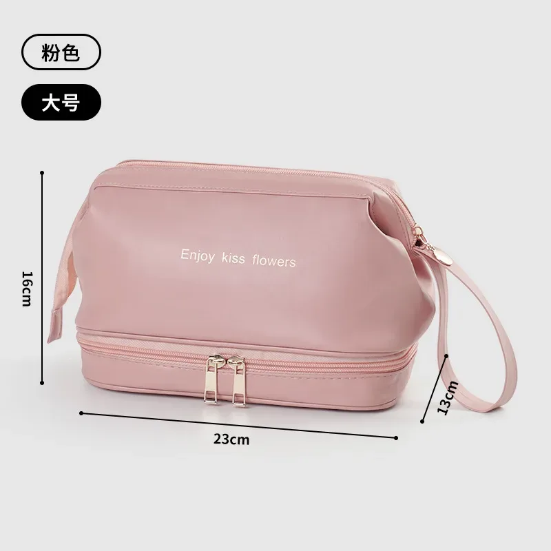 nouvelle trousse de maquillage imperméable en pu de grande capacité, sac de rangement portable pour cosmétiques pour femmes, trousse de toilette, sac à cosmétiques