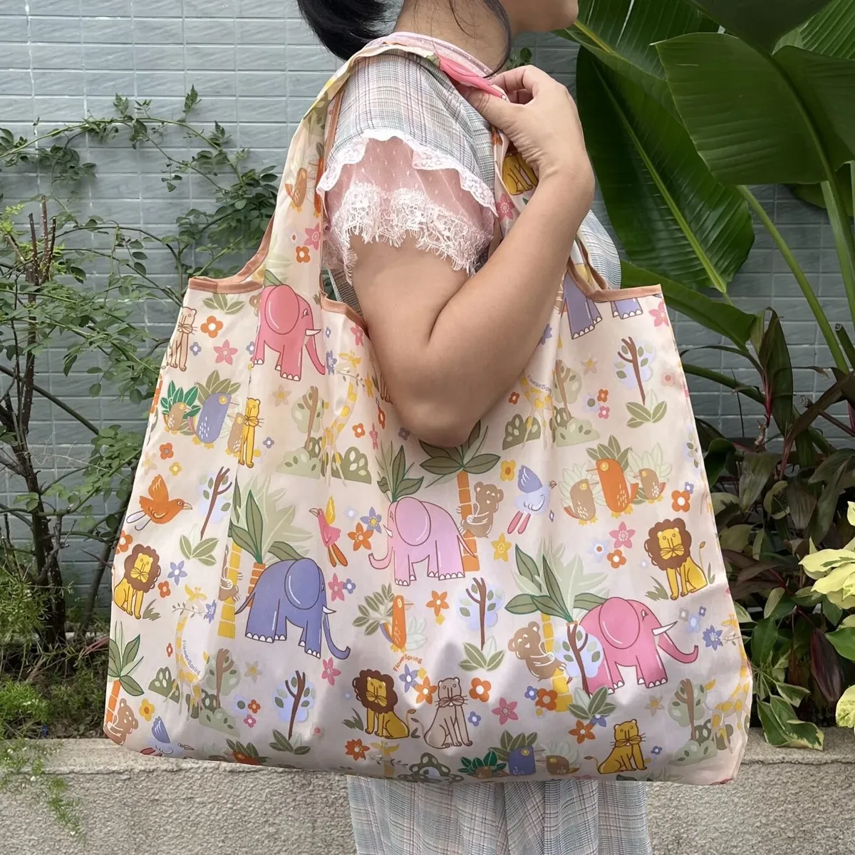 sac d'épicerie pliable en nylon de grande capacité, sac fourre-tout de style japonais, portable, réutilisable, écologique, sac à main imperméable