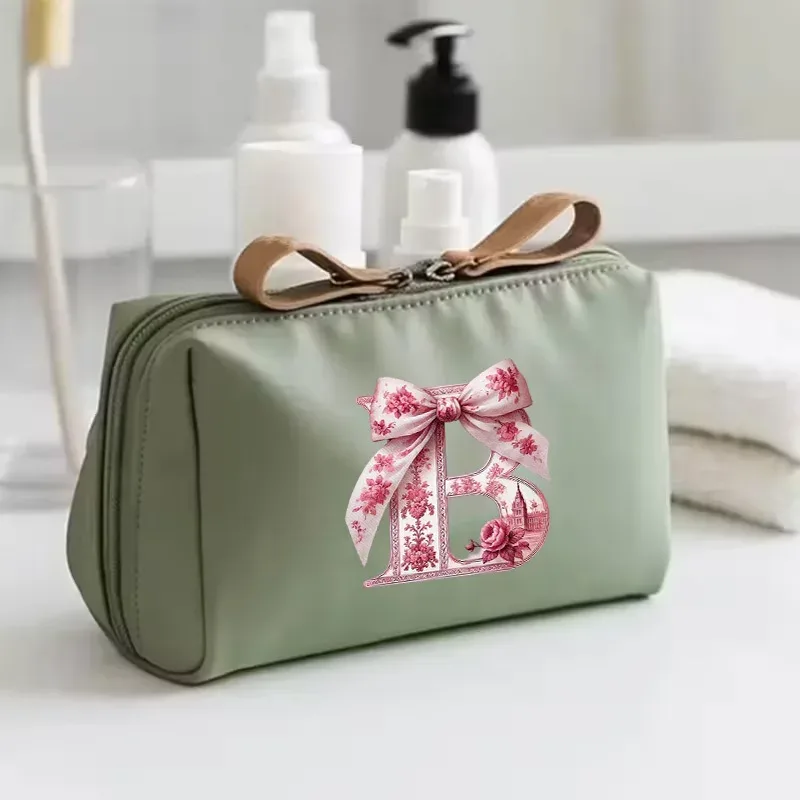 sac à main pour femme avec 26 lettres florales en forme de nœud, trousse de maquillage, sac de rangement, cadeau de la saison de la rentrée scolaire, saint-valentin, anniversaire