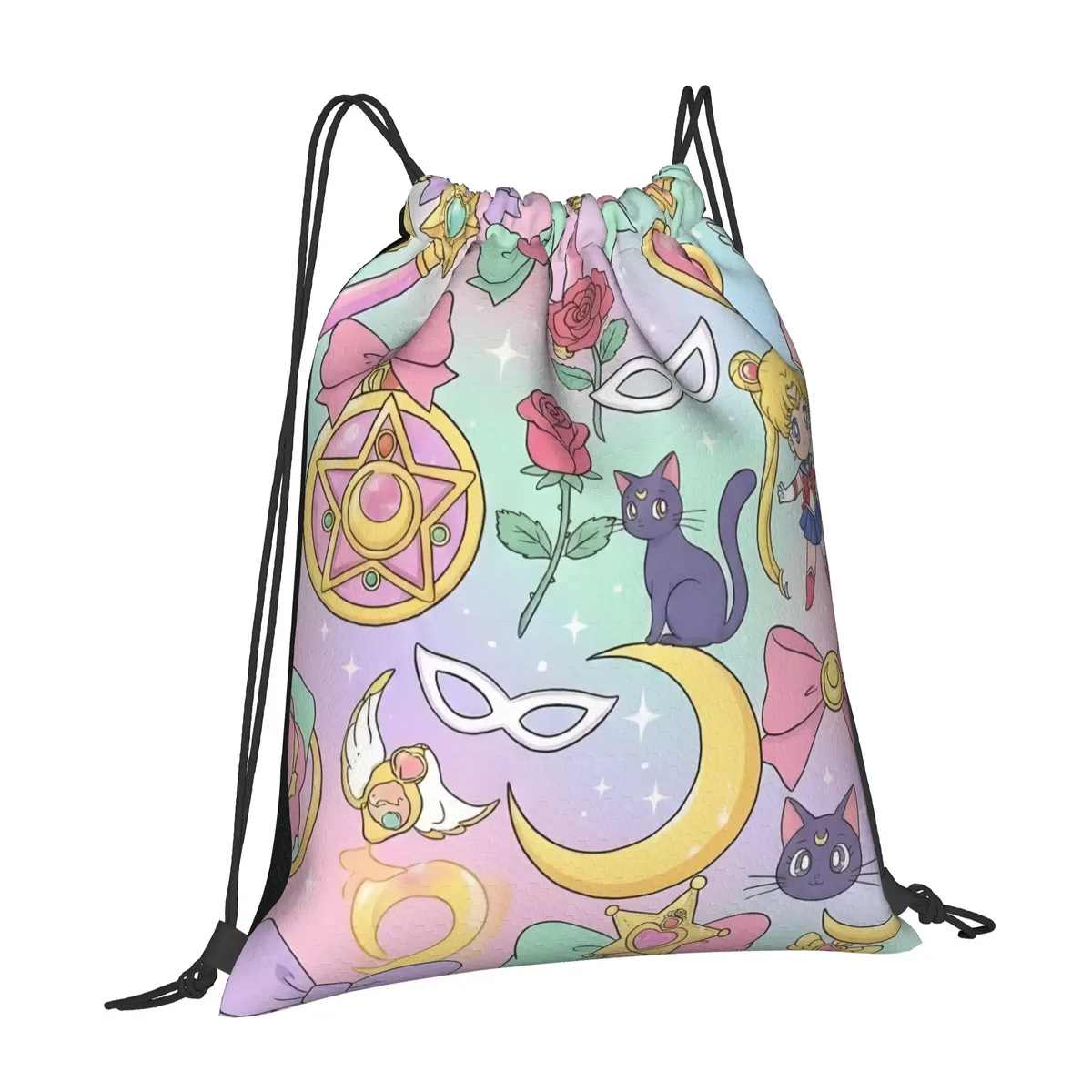 Sacs à cordon Girl & Luna Sailor Moon, sac à dos de rangement pour salle de sport, sac à chaussures d'école, 1 pièce