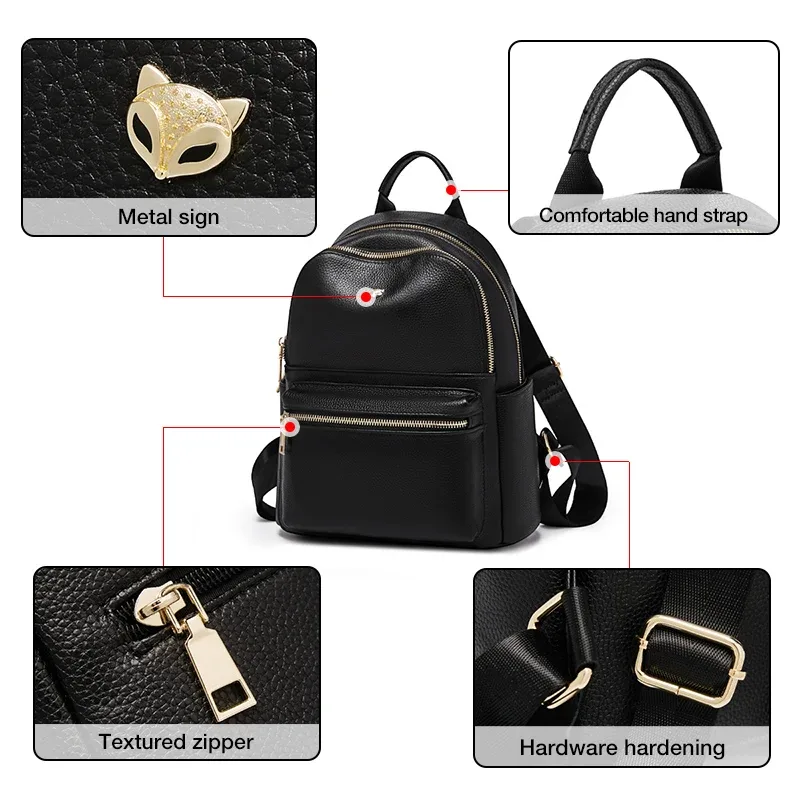 sac à dos pour femme en cuir véritable + microfibre de la marque foxer, sac de voyage tendance pour femme, grande capacité, sac à dos imperméable