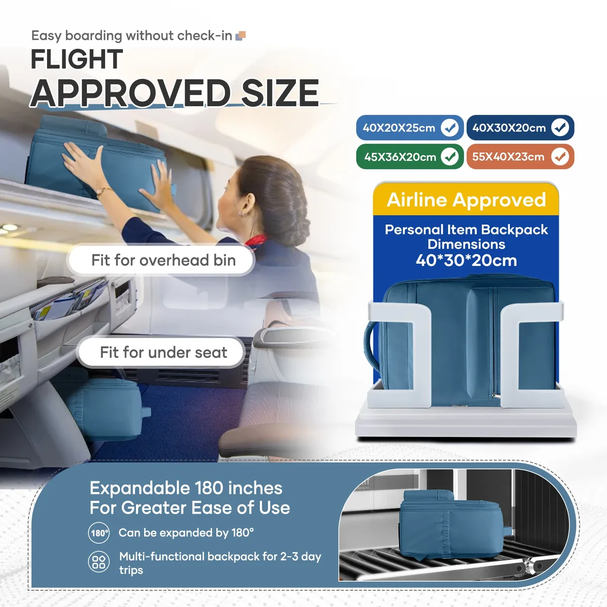 Nouveau sac à dos à Compression sous vide avion Ryanair 40x30x20 sac de voyage en avion sac de cabine Wizzair bagage à main sacs pour ordinateur portable