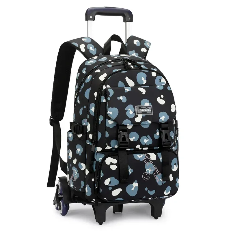 sacs d'école roulants pour filles sac à dos enfants sacs à dos d'école imperméables avec roues collège chariot bagages sac à dos