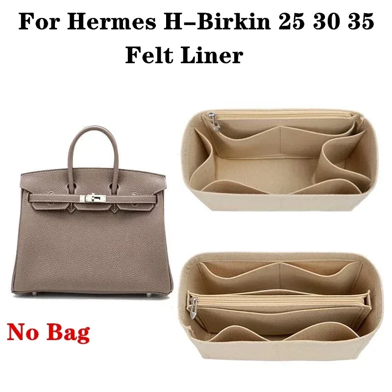 Doublure de sac en feutre pour Hermès H-Birkin, sac à main en feutre pour gril, sac cosmétique, type de support, antichoc, sac de maquillage féminin, 25, 30, 35