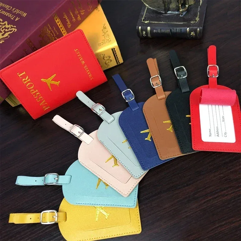 étiquette de bagage en cuir, couverture de passeport, accessoires de sac de valise de voyage, carte d'identité, adresse, porte-nom, étiquette de sac d'embarquement