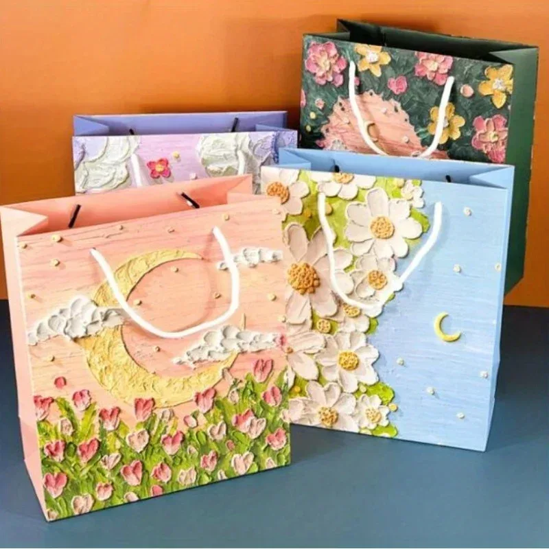 Sacs Cadeaux Kraft Blancs, Cadeaux Créatifs de Vacances, Fourre-Tout avec Texte, Sacs-Cadeaux de la Journée de Léon, Sacs d'Emballage, 10 Pièces