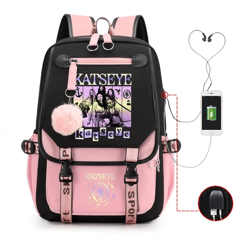 sac à dos harajuku imprimé kpop katseye tendance, sac d'école pour fille, sacoche pour ordinateur portable, sac de voyage pour femme et homme, sac à dos quotidien