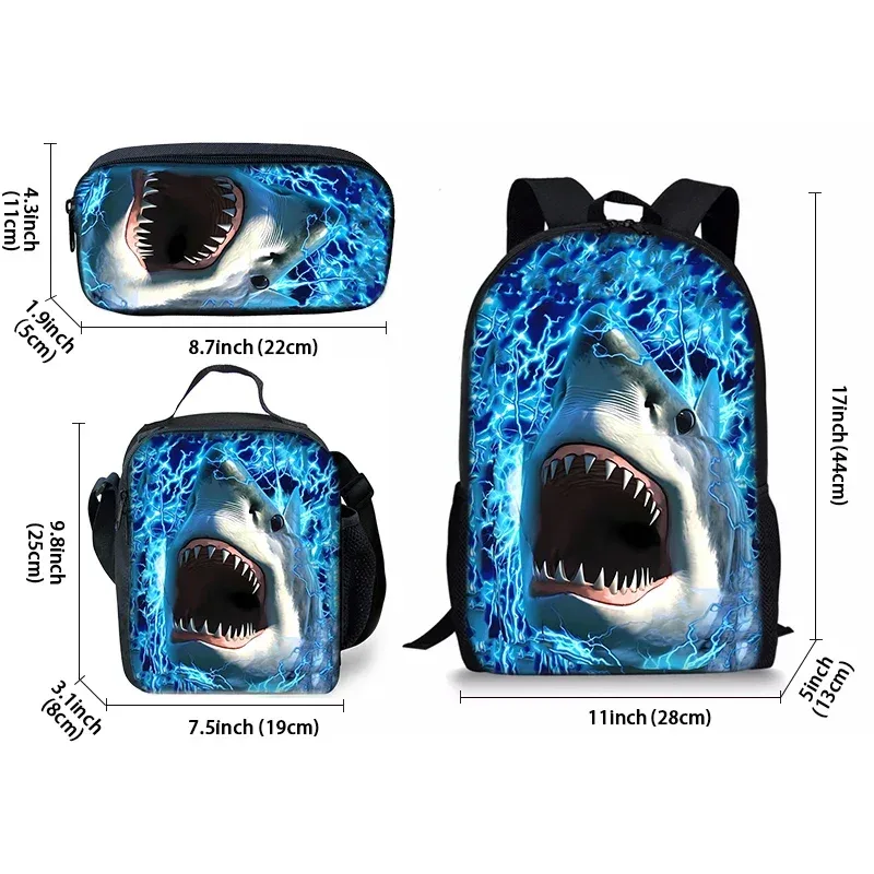 Sac à dos pour enfants en trois parties sur le thème des animaux marins, requins, pour garçons et filles, meilleurs cadeaux, sac à dos scolaire dessin animé 2D