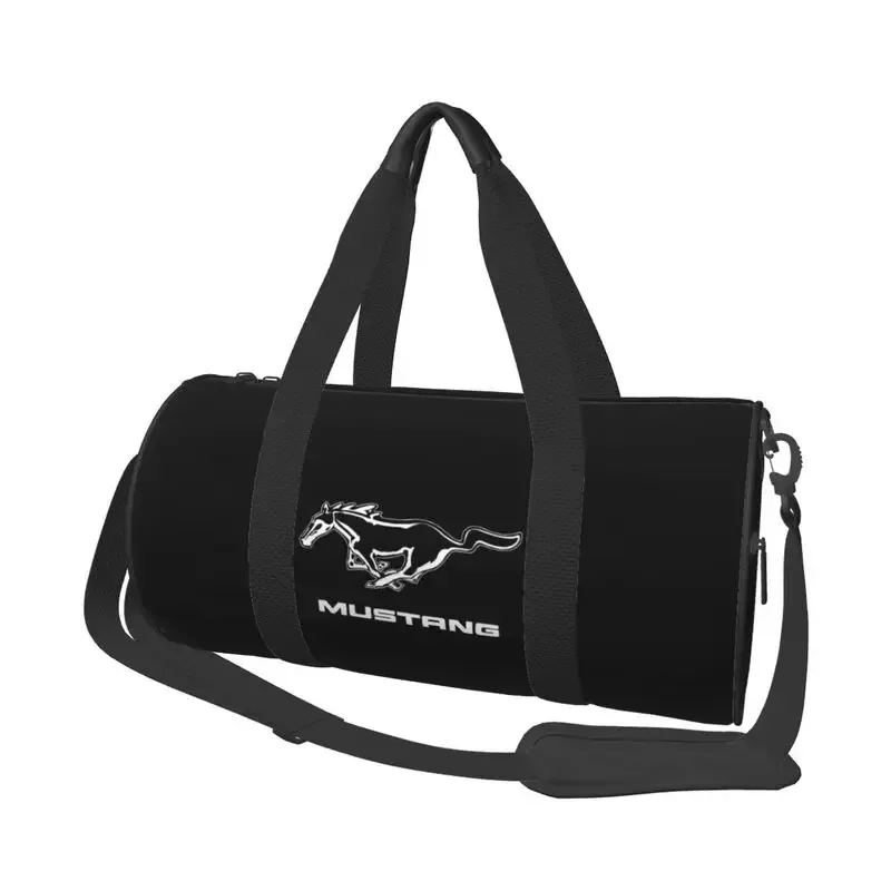 sac polochon de voyage imprimé mustang personnalisé, sacs de nuit de grande capacité, fourre-tout étanche, sac de sport léger pour yoga et gym