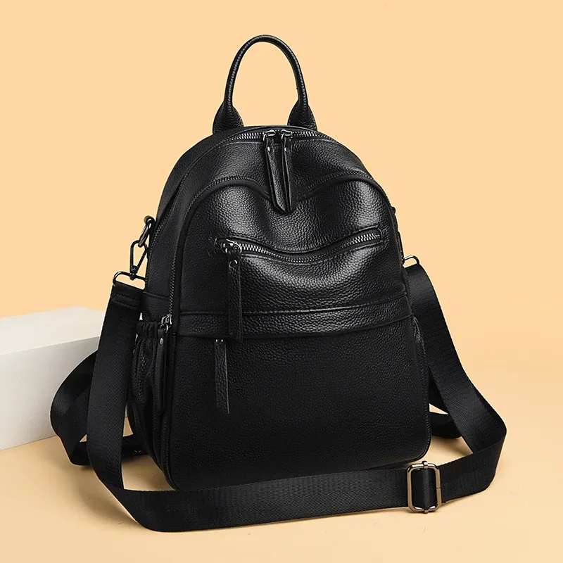 sac à dos rétro en cuir de vache véritable pour femmes, sac à dos de grande capacité, haut de gamme, sac à bandoulière