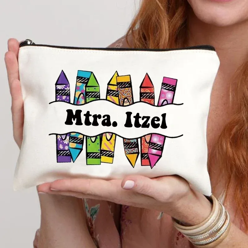 trousse de maquillage personnalisée avec nom de l'enseignant, sac à main pour femme, meilleur cadeau de graduation pour les enseignants, trousse à crayons, cadeau de retour à l'école