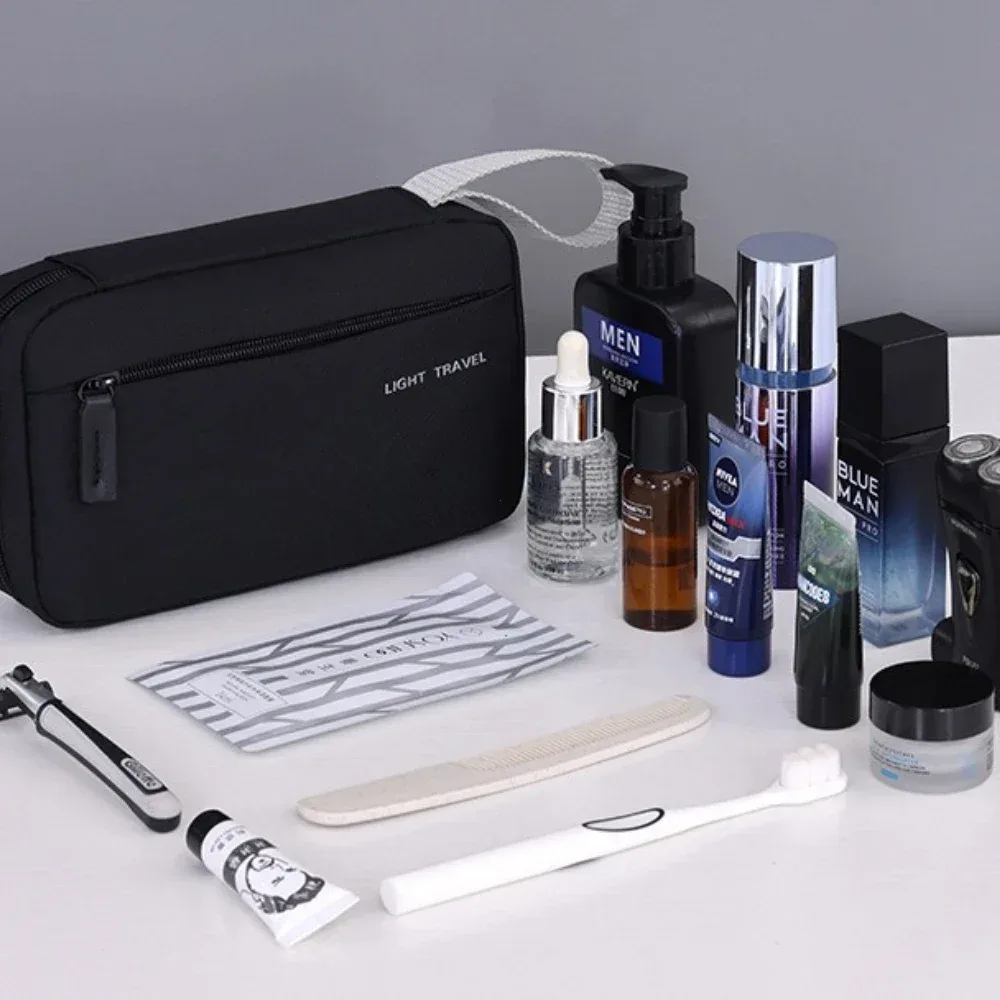trousse de toilette de voyage 3 en 1 pour hommes, organisateur de toilette oxford, kit dopp, trousse de rasage résistante à l'eau, trousse à cosmétiques, organisateur de maquillage