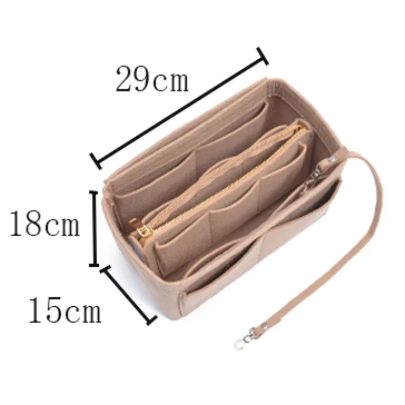 sac de rangement de maquillage multifonctionnel de grande capacité, doublure de gril en feutre, sac de voyage portable dans un sac, évaluation cosmétique