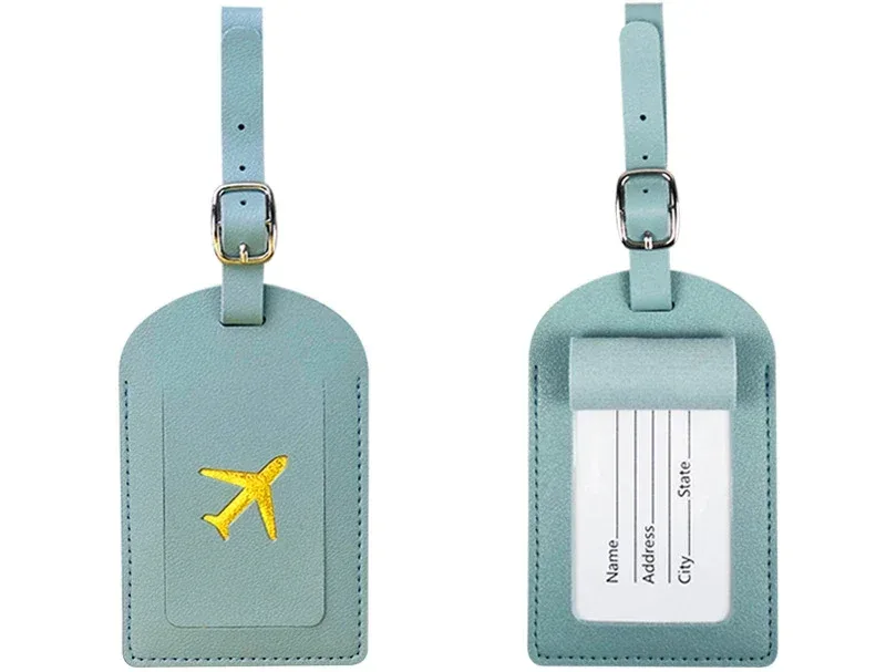 étiquette de bagage en cuir pu pour hommes et femmes, étiquette d'adresse de valise, sac d'embarquement, nom, identification, porte-adresse, accessoire de voyage