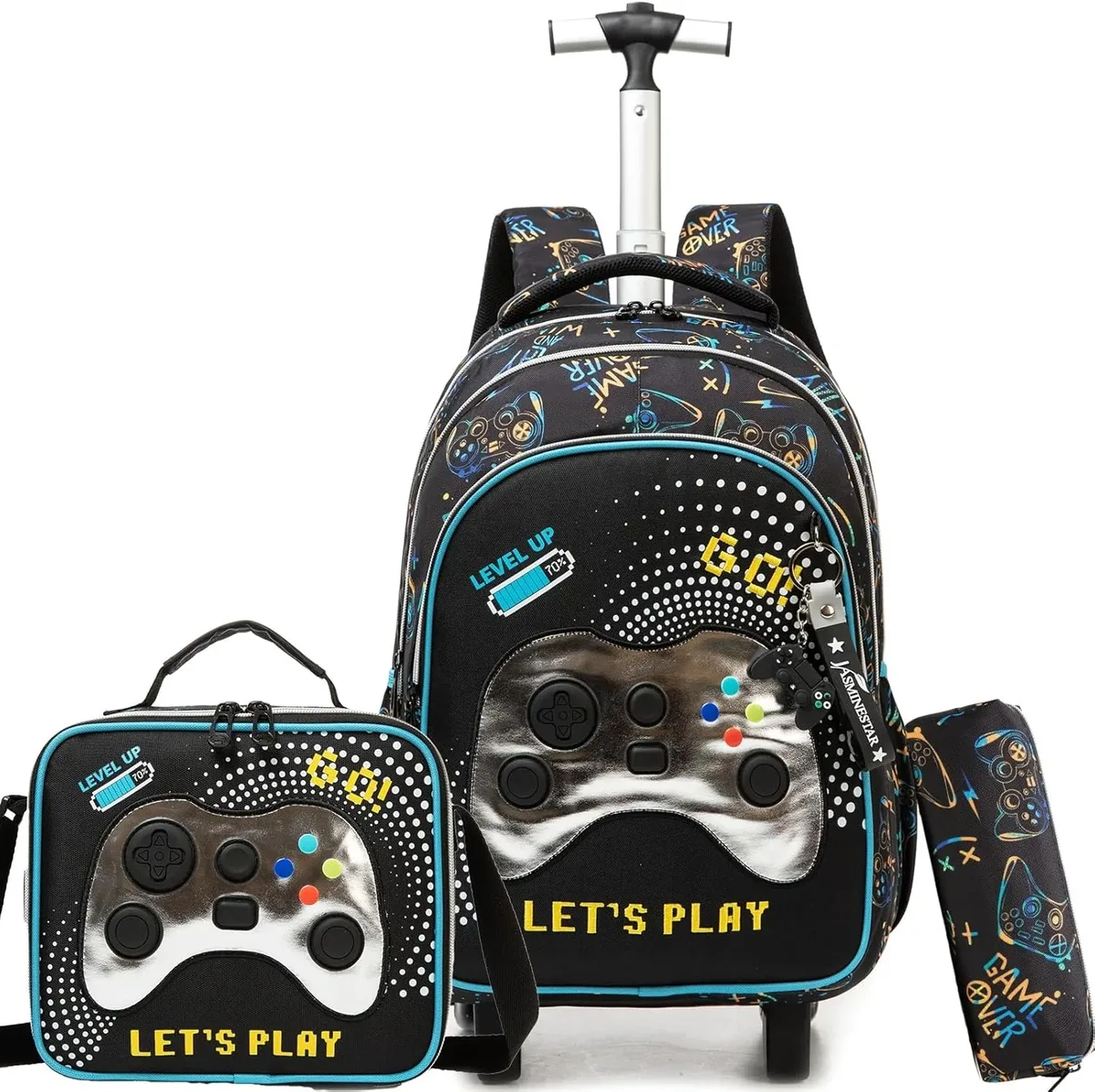 sac d'école à roulettes mignon, sac à livres à roulettes pour enfants, bagage à main de grande capacité, sac à dos à roulettes durable, cadeau pour fille