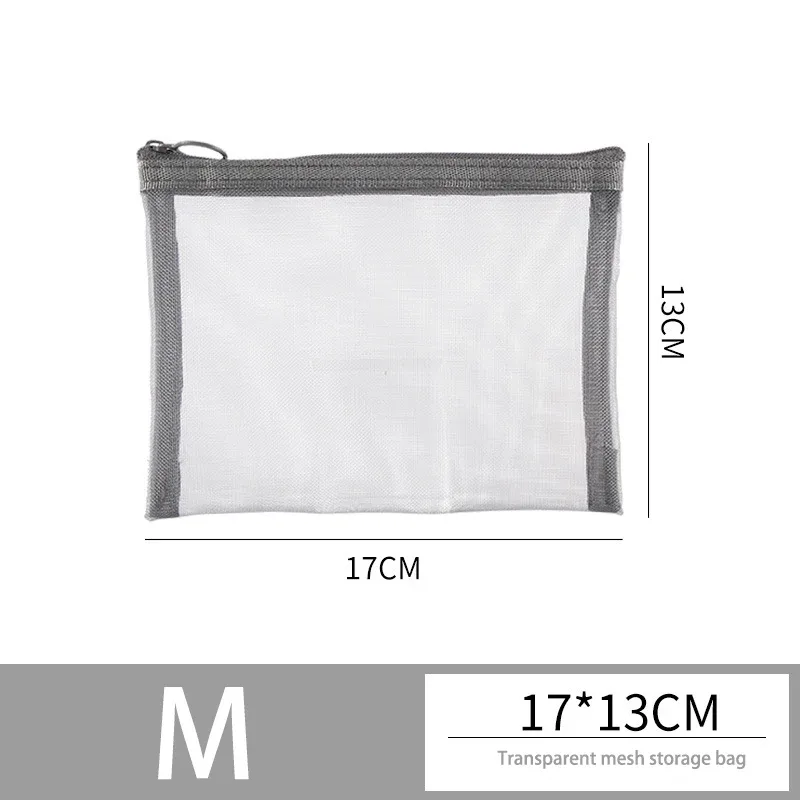 1 pièce trousse de toilette et de maquillage de voyage en maille gris-noir avec fermeture éclair pour femme, organiseur portable