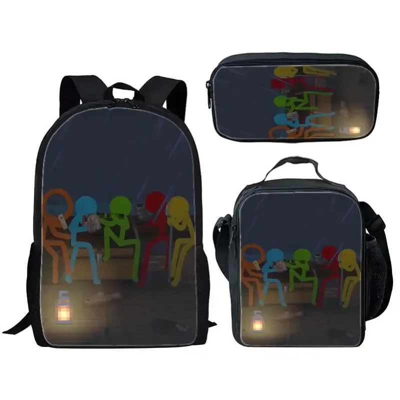 luxe populaire drôle alan becker impression 3d 3 pièces/ensemble sacs d'école pour élèves sac à dos pour ordinateur portable sac à dos sac à déjeuner à bandoulière trousse à crayons