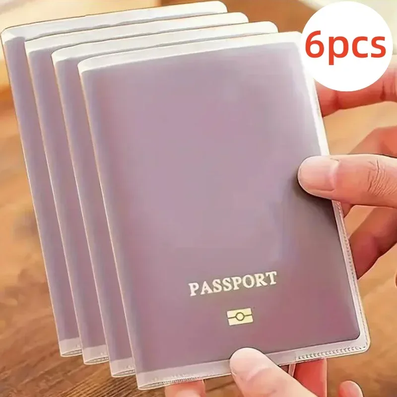 6 pièces voyage étanche saleté porte-passeport couverture portefeuille transparent pvc porte-carte d'identité affaires porte-carte de crédit étui pochette
