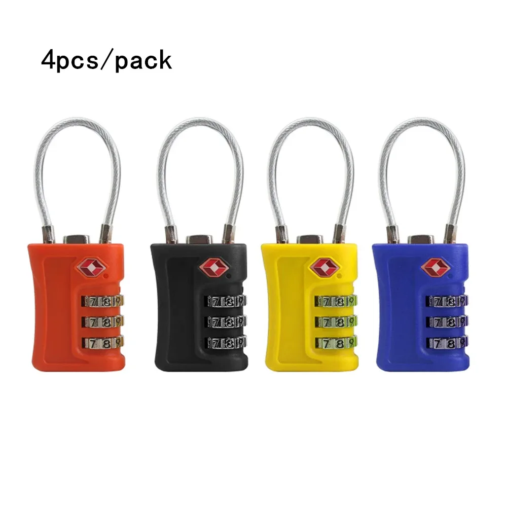 lot de 4 cadenas à code douanier tsa pour bagages de voyage, cadenas noir à design contrastant, cadenas à comb