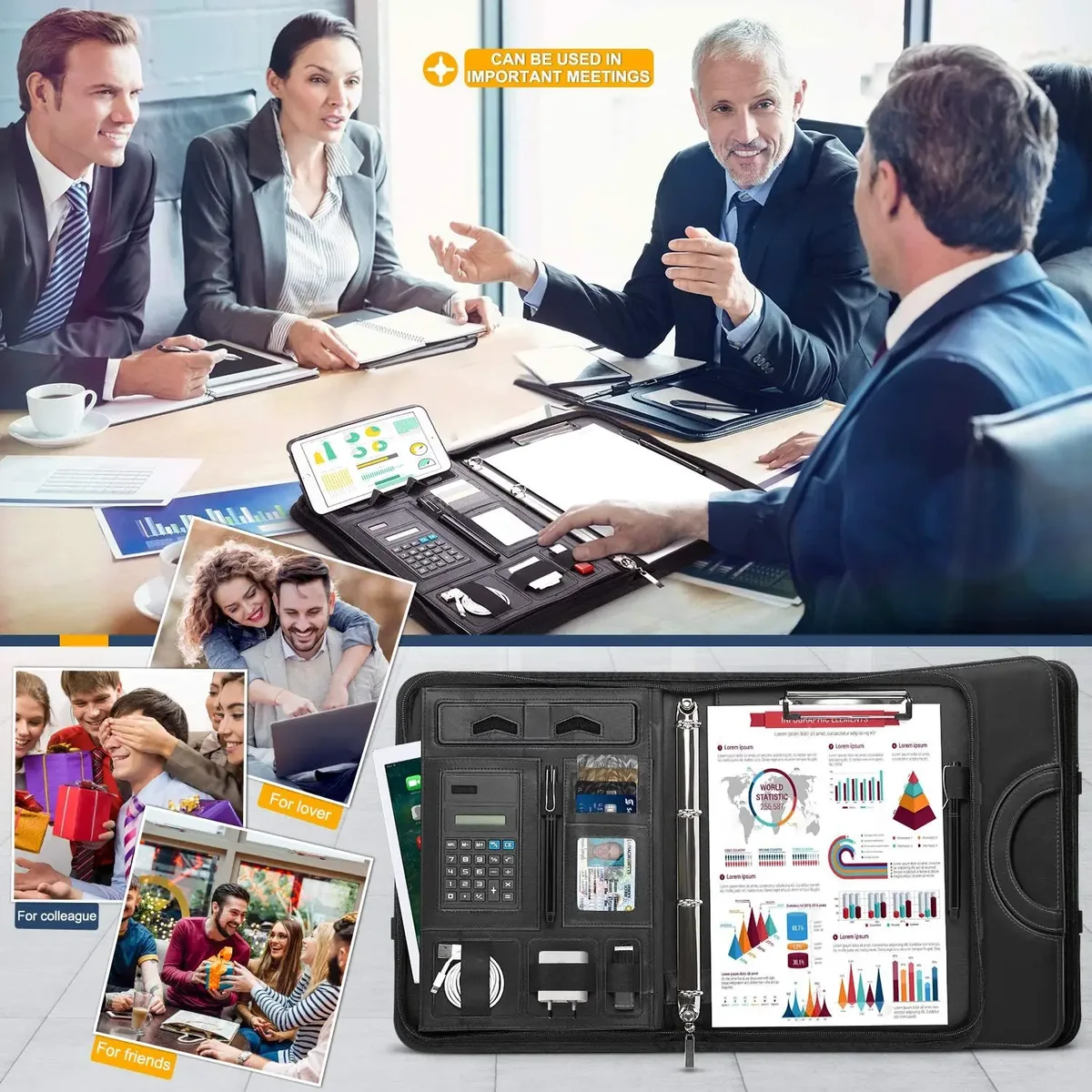 sac de rangement multifonctionnel pour homme, porte-documents portable, support pour tablette et smartphone