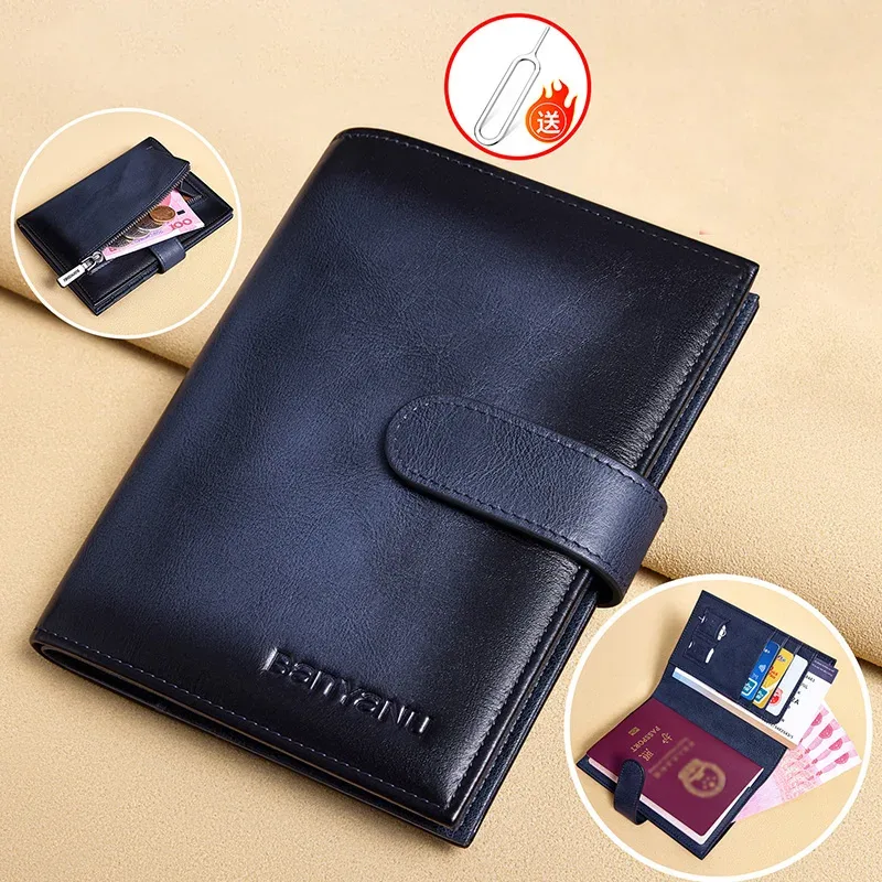 porte-passeport en cuir de vache véritable de première qualité pour hommes, portefeuille en cuir ultra-fin multifonction, organisateur portable de billets et de cartes de voyage
