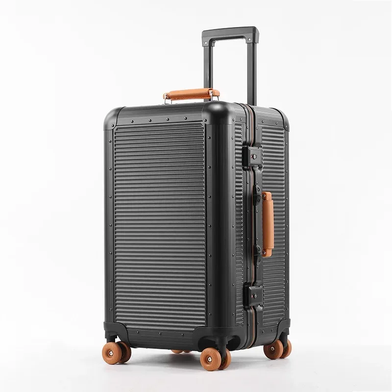 nouvelle valise 2026 avec cadre en aluminium, serrure tsa, sac de voyage à roulettes, matériau pc de haute qualité, bagage à roulettes 20/24/28 pouces