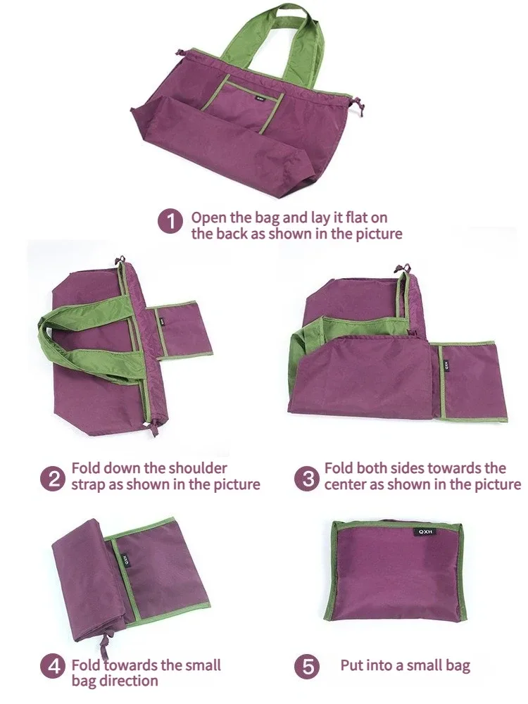 sac de shopping à cordon de serrage de grande capacité, nouveau style, sac de shopping pliable écologique, sac fourre-tout portable à bandoulière