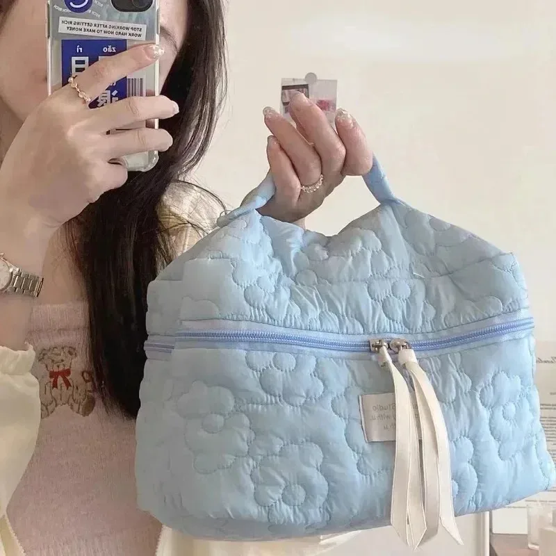 sac de maquillage à motif de fleurs douces pour femmes, organisateur de cosmétiques de toilette, sac à fermeture éclair, pochette de lavage de voyage, sac à cosmétiques, sacs de maquillage féminins