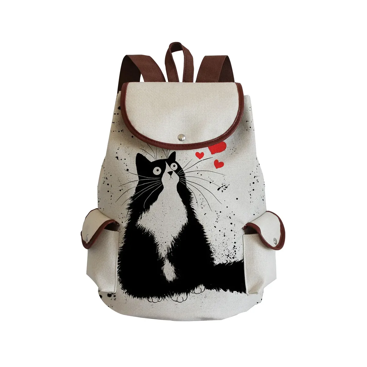 sac à dos imprimé chat mignon de dessin animé pour adolescentes, sac d'école, sac à dos de voyage de grande capacité, sac à dos de proximité pour filles, mode pour femmes