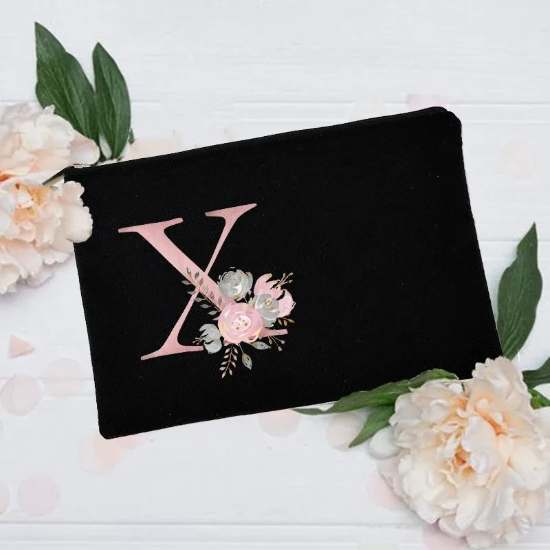 trousse de maquillage personnalisée avec nom initial, trousse à cosmétiques de mariée, pochette de toilette monogramme en toile, cadeaux pour demoiselle d'honneur, sacs de maquillage