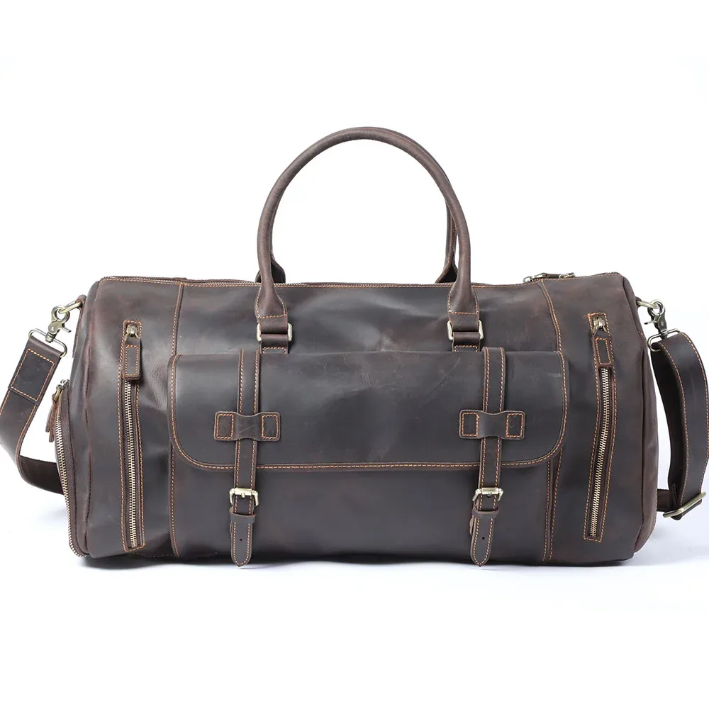 sac de voyage en cuir pleine fleur de vachette s.worker, style vintage, grand format, bagage à main