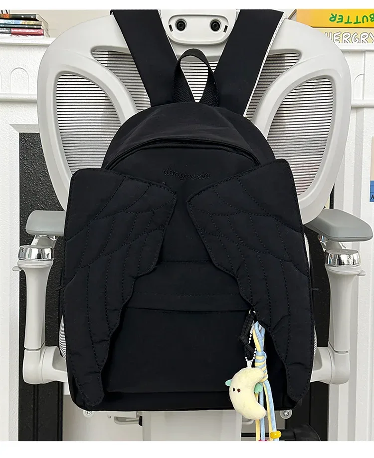 sac à dos pour femmes avec ailes d'ange, sac à dos en toile polyvalent pour filles, sac de voyage d'extérieur de grande capacité