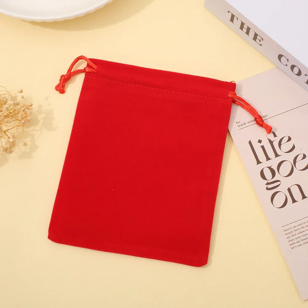 lot de 10 pochettes à cordon en flanelle avec impression de logo personnalisé, sac de rangement pour bijoux en velours doux coréen, petit sac à cordon portable
