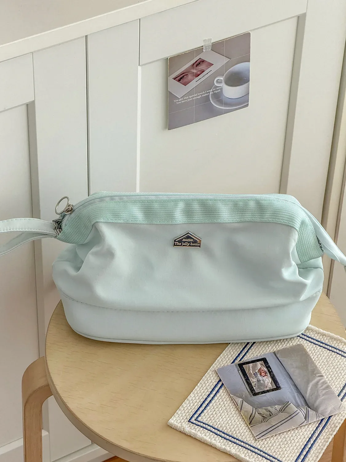 trousse de maquillage yt grande capacité à ouverture large, simple et élégante, avec compartiments, sac de rangement cosmétique, trousse de toilette