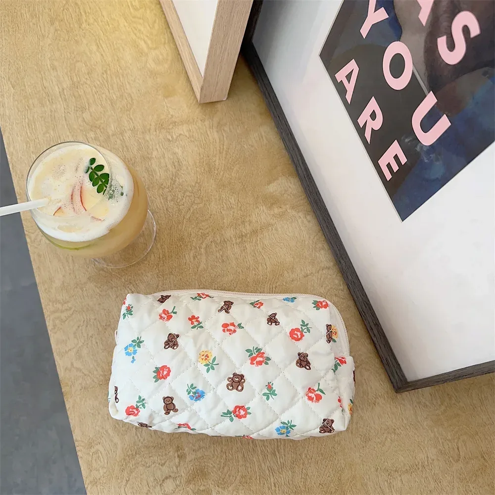 sac à cosmétiques imprimé dessin animé mignon pour femmes, trousse de maquillage portable pour dames, sacs de rangement de voyage, pochette décontractée pour femmes, sacs à main