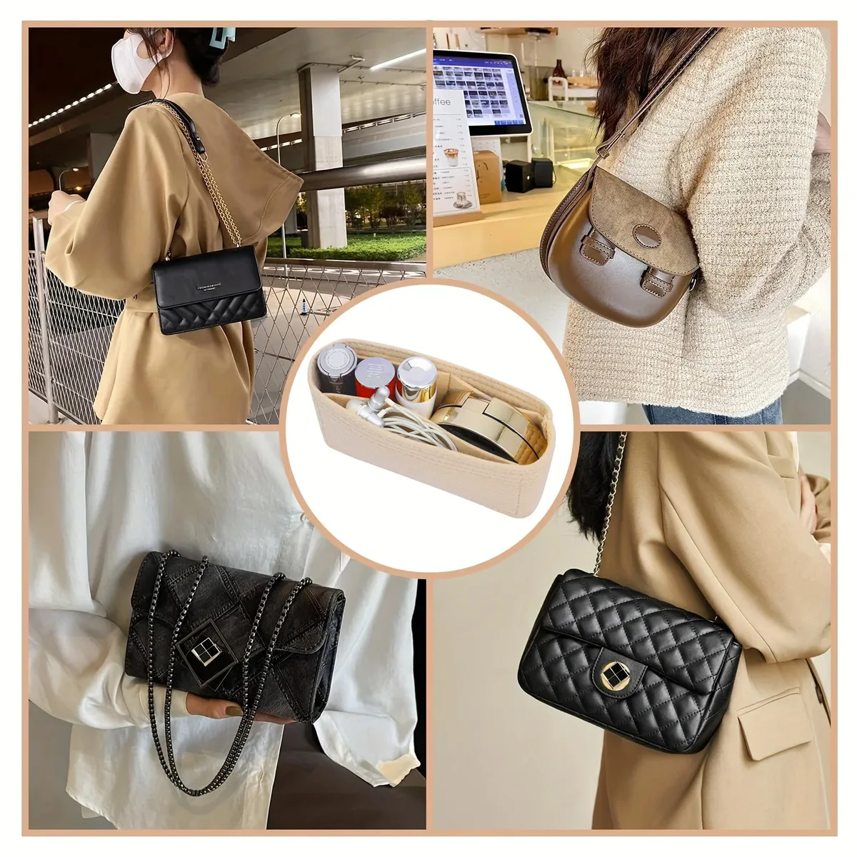 organisateur de sac pour longchamp, mini sac de rangement, sac de doublure, sac à main en feutre, sac de doublure