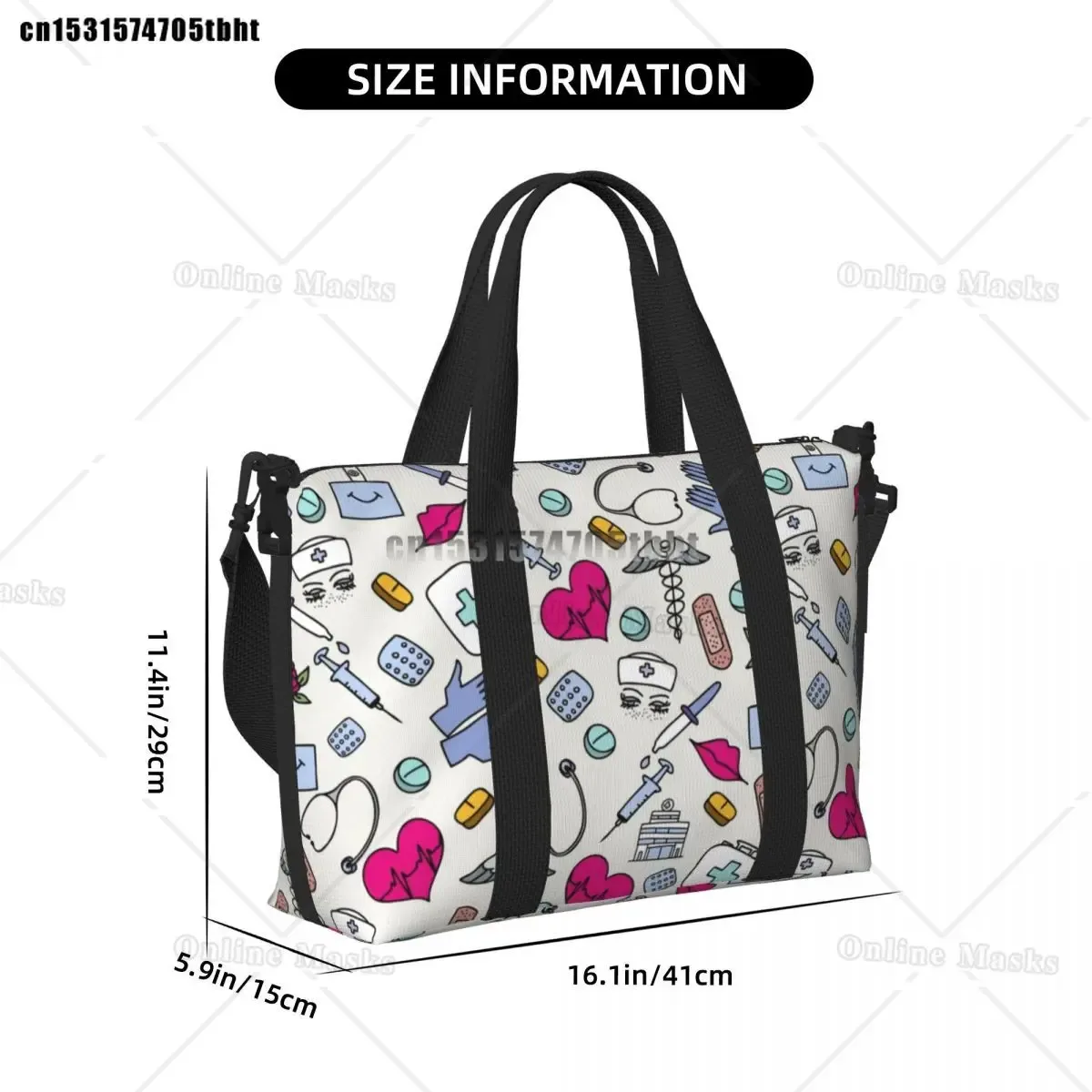 sac fourre-tout de plage pour infirmières, motif d'allaitement, pour femmes, soins de santé, grand compartiment, sacs de voyage de plage