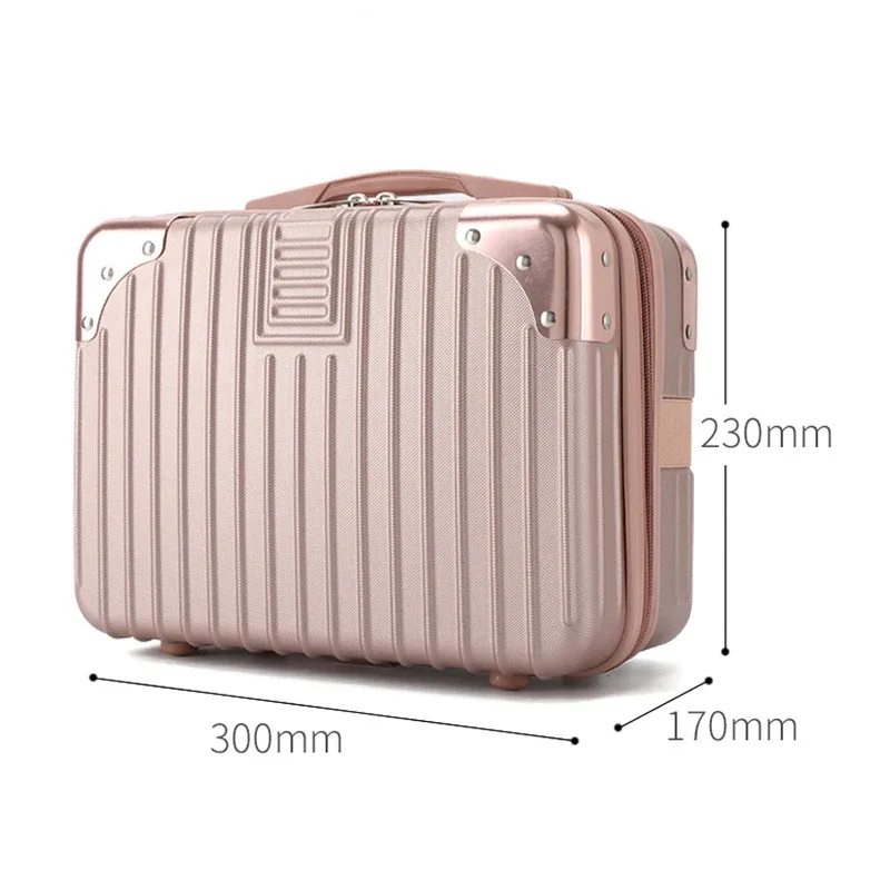 mini valise cosmétique étanche à la main pour enfants, valise d'embarquement légère, trousse de maquillage, 14"