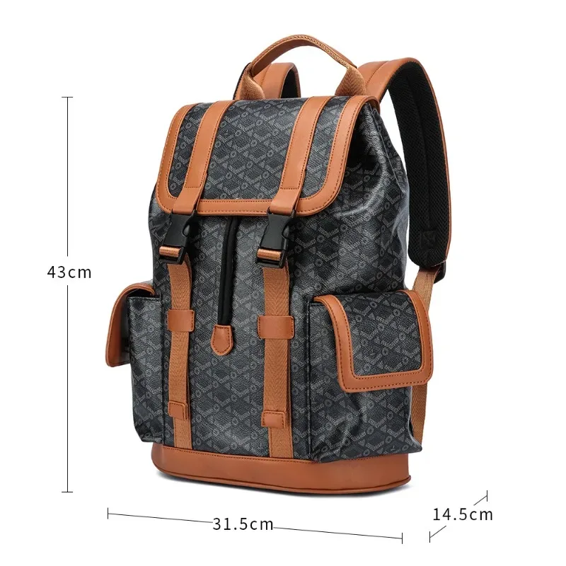 sac à dos à carreaux de luxe pour hommes, poches à rabat, sacs de voyage de grande capacité, sac à dos pour ordinateur portable de 15 pouces, cartable masculin