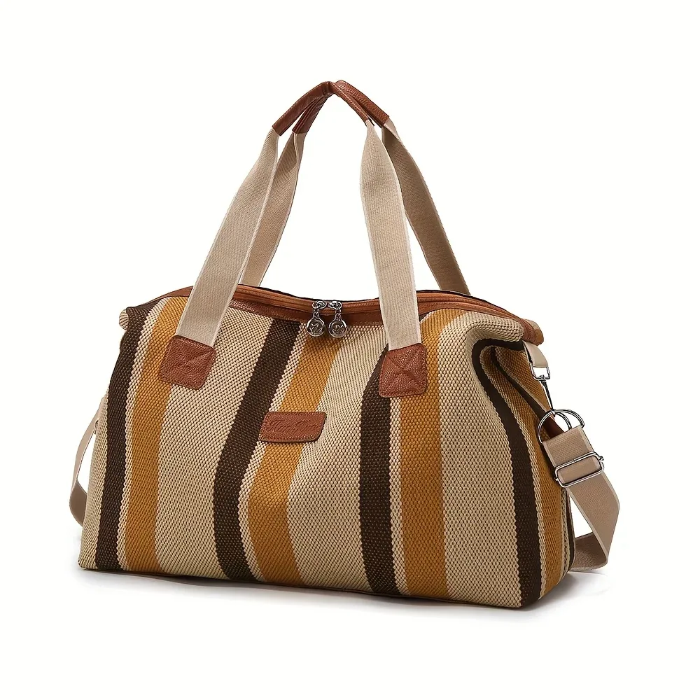 sac fourre-tout grande capacité en toile rayée tendance, sac à main de banlieue, sac de voyage, sac à bandoulière, sac à langer pour maman
