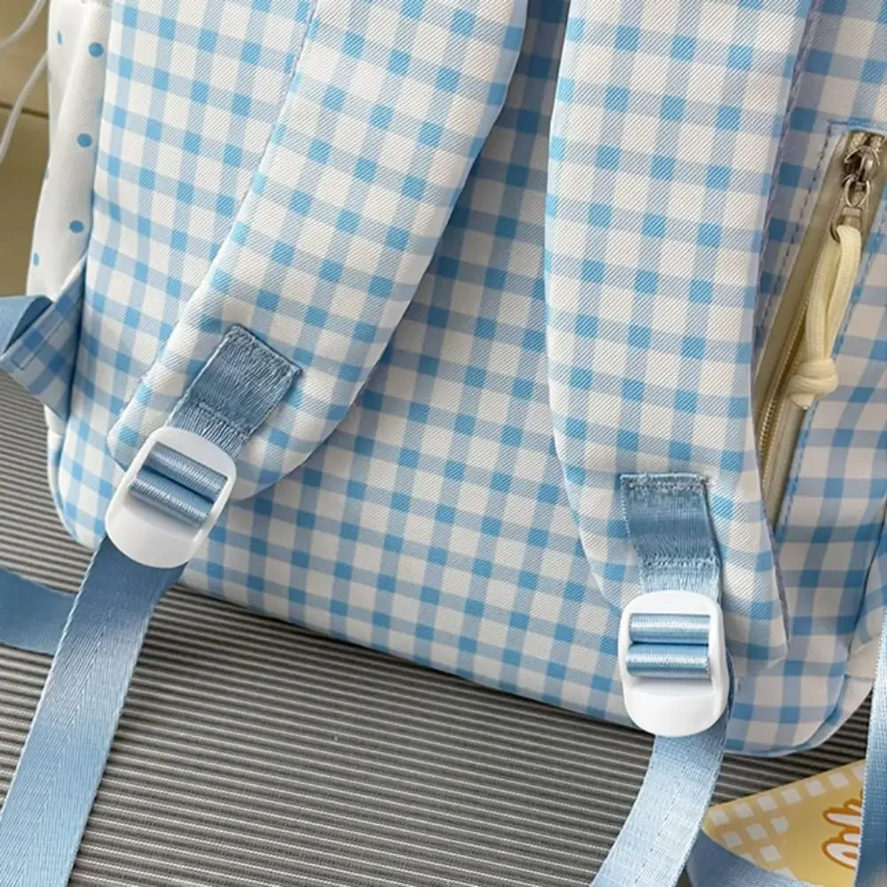 Sac à dos tendance à pois, motif écossais et nœud, léger, idéal pour étudiants, cadeau