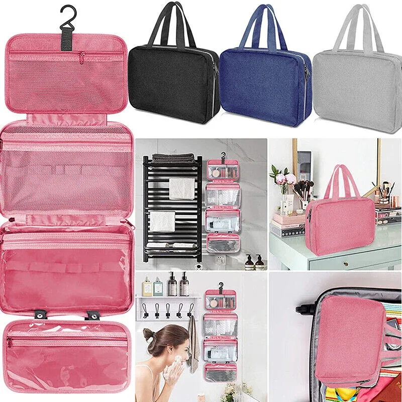 Trousse de toilette pliante étanche, sac à main de voyage, grande trousse de toilette, trousse de maquillage, trousse de rangement pour rasoir, fournitures automobiles