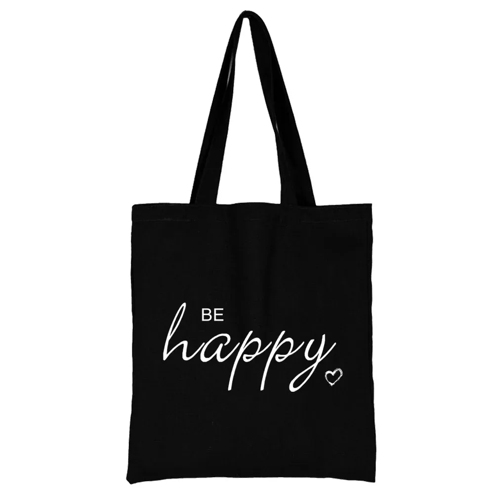 sac de courses en toile pour femmes, sacs à bandoulière, sac à main de shopping, sacs d'épicerie, texte imprimé, nouvelle mode, fourre-tout de rangement écologique