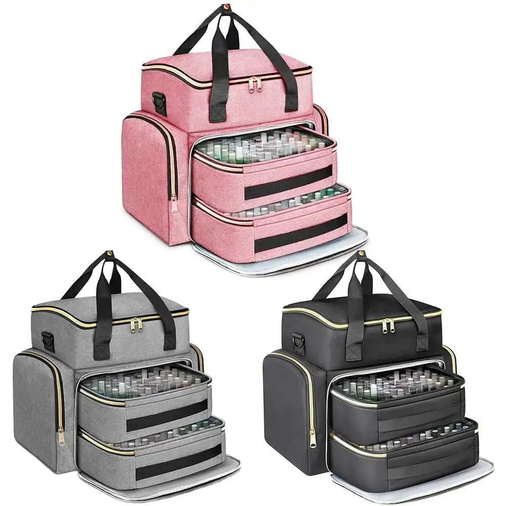 Sac de rangement pour vernis à ongles grande capacité avec bandoulière, 96 compartiments, trousse de soin des ongles, sac de maquillage portable