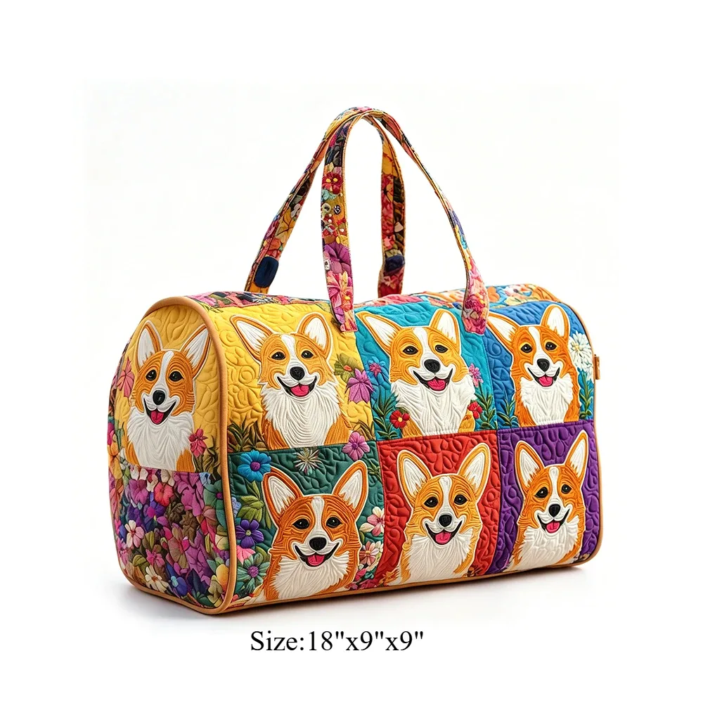 sac de voyage matelassé corgi pour femme, sac de week-end imprimé animal 3d, sac fourre-tout de voyage, sac de sport pour vacances d'été, bagage de nuit, pour les amoureux des animaux